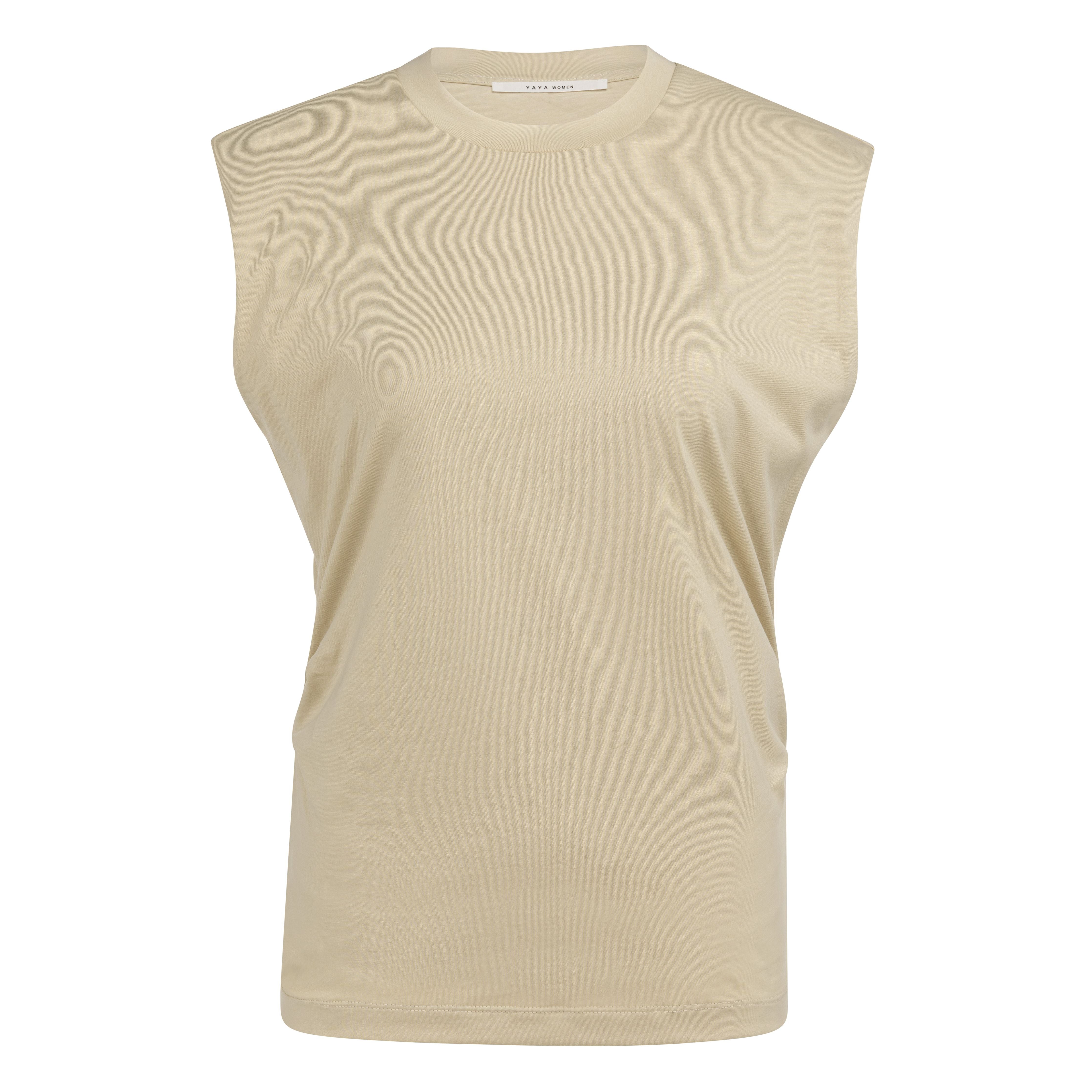 Sleeveless Pleated Side Seam Top – Crockery Brown
