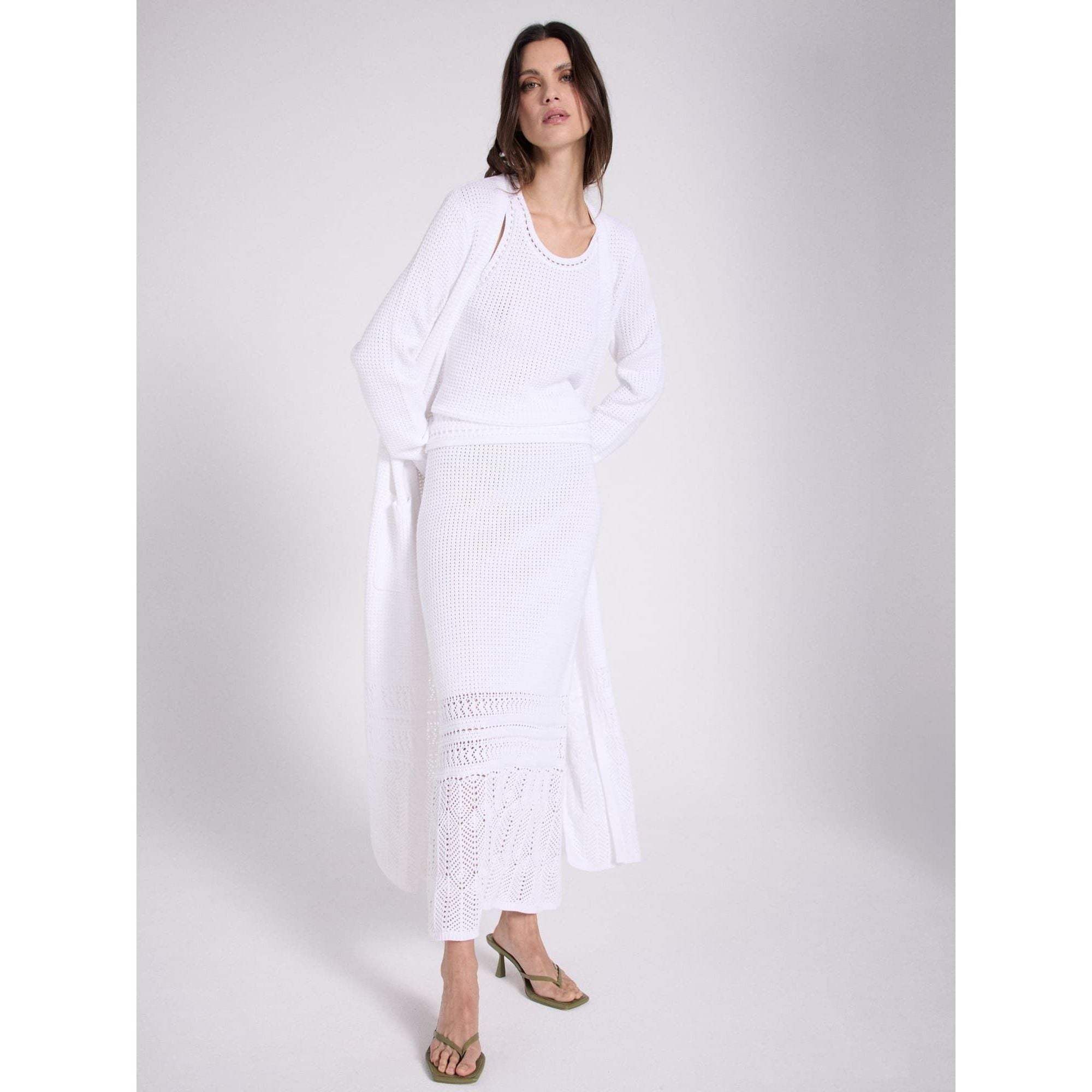 Pomek Cotton Cardigan in Blanc-Pur