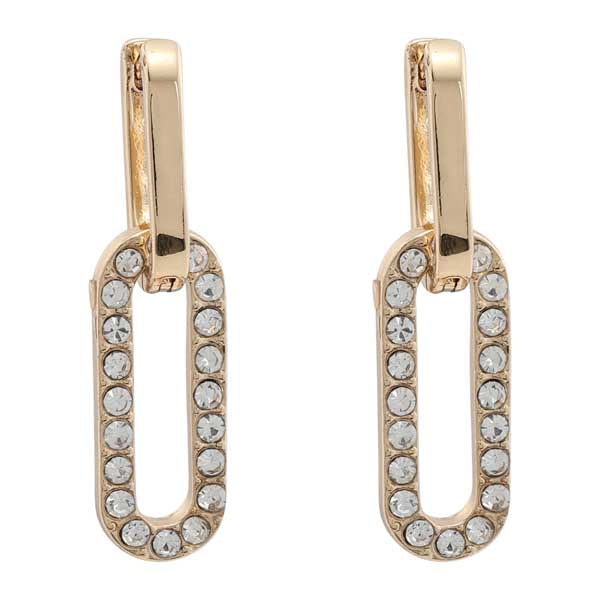 Merx 03-02492-1 Gold Crystal Hoop Clip Earrings