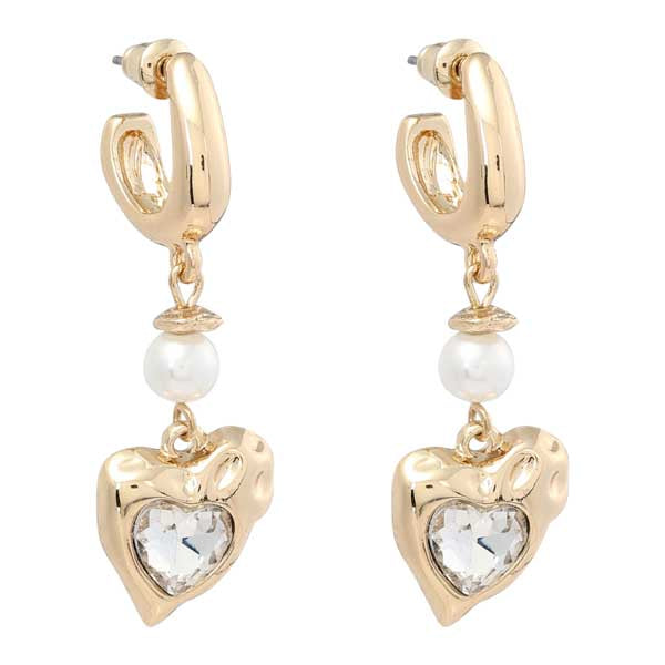 Merx 03-14404-1 Gold Pearl and Crystal Earrings