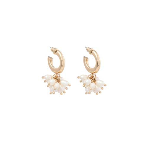 Merx 03-14421-1 Gold Pearl Floral Earrings