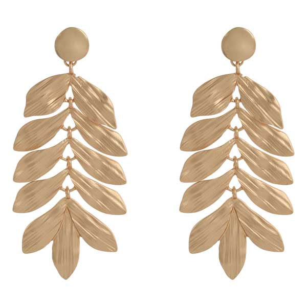 Matte Gold Leaf Earrings - Style 03-5854-1