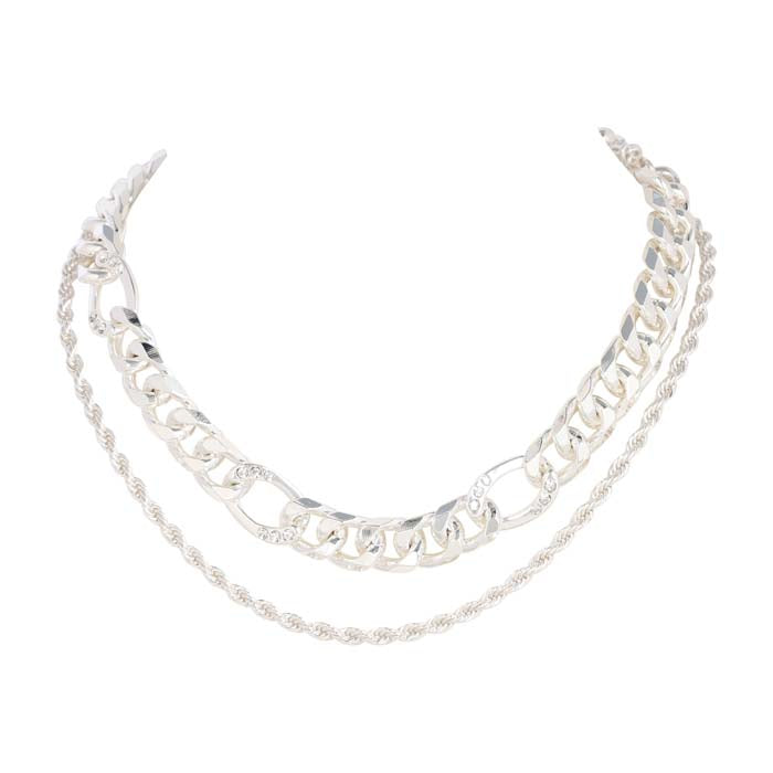 Merx 06-14299 Chain Necklace Shiny Silver CRY