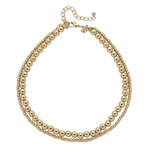 Merx 06-14437-1 Gold Bead Layered Necklace