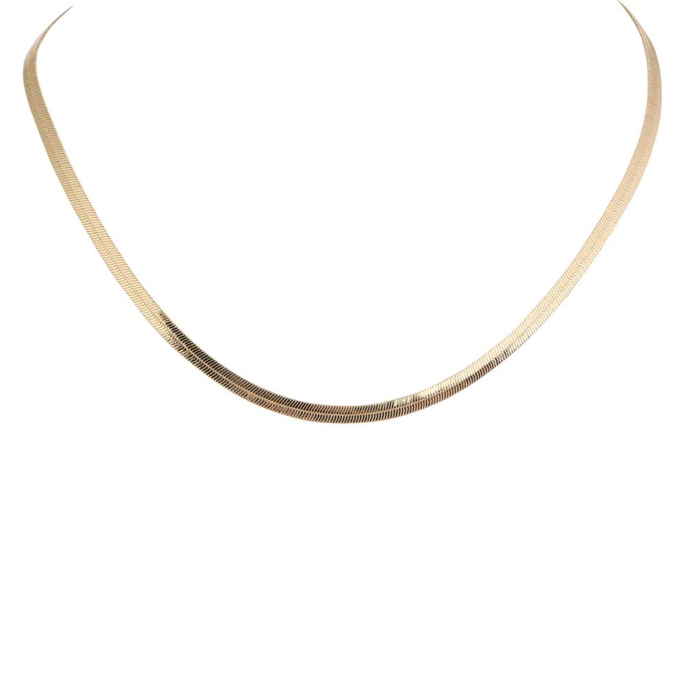 Merx Fashion Necklace Shiny Gold 45+7cm
