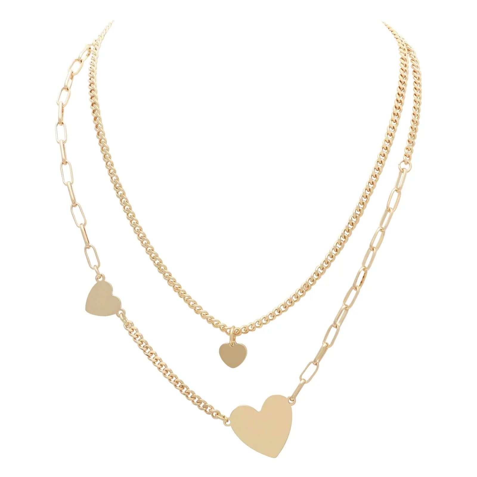 Merx Fashion Necklace Shiny Gold 42+7cm/47+7cm