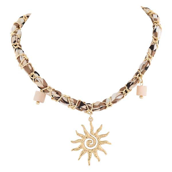 Merx Fashion Necklace Shiny Gold + Champagne Resin