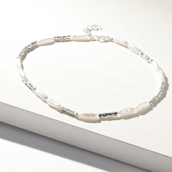 Merx 06-5754 Pearl and Silver Necklace