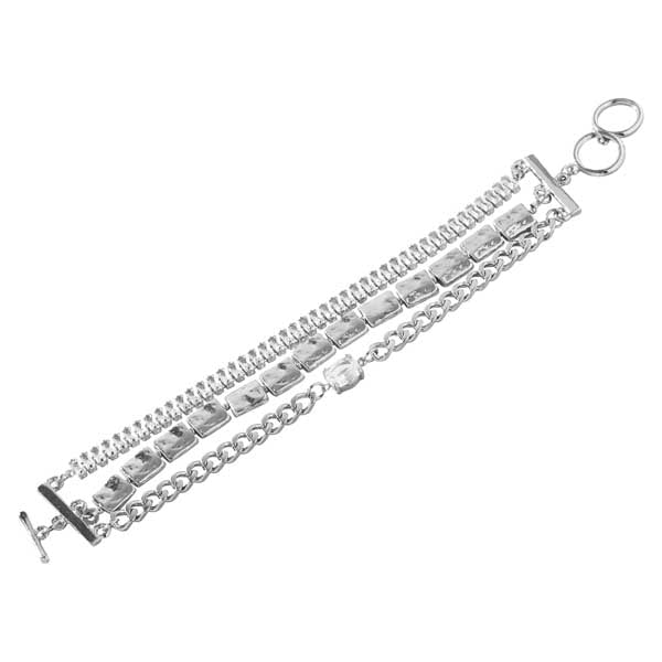 Merx 07-14344 Triple Row Silver Crystal Bracelet