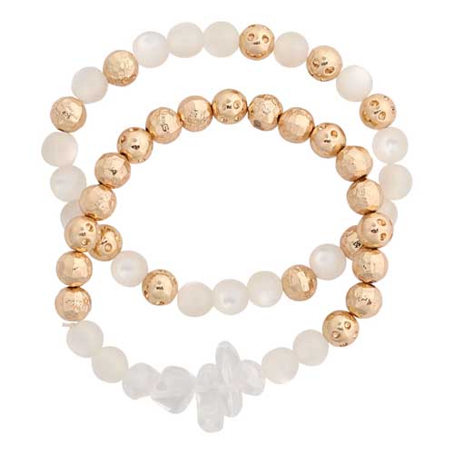 Merx 07-14418-1 Semi-Precious Stone Gold Stretch Bracelet