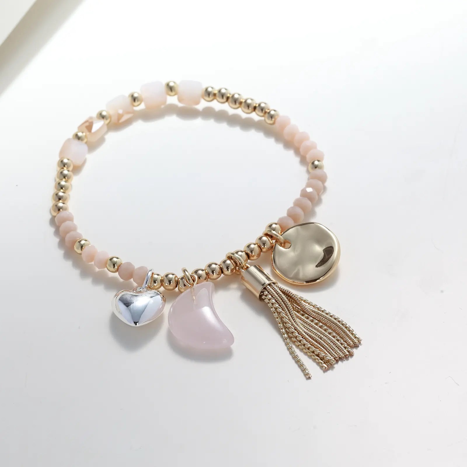 Merx Fashion BR Shiny GD + Shiny SV Rose Quartz/Cream Elastic