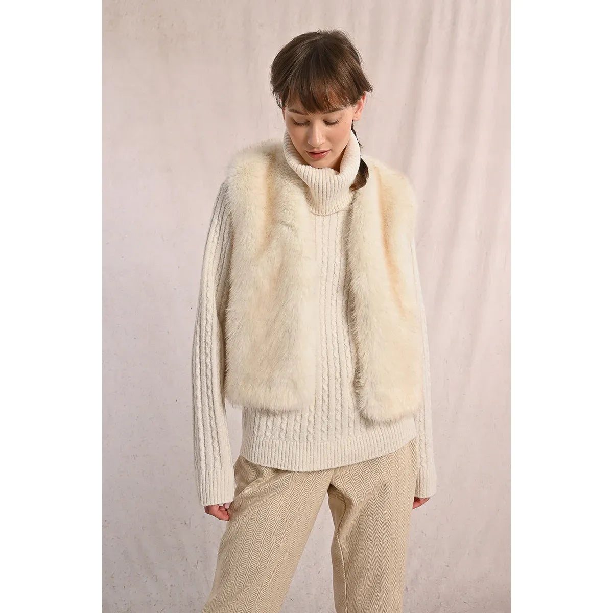 Ivory Faux Fur Luxe Vest