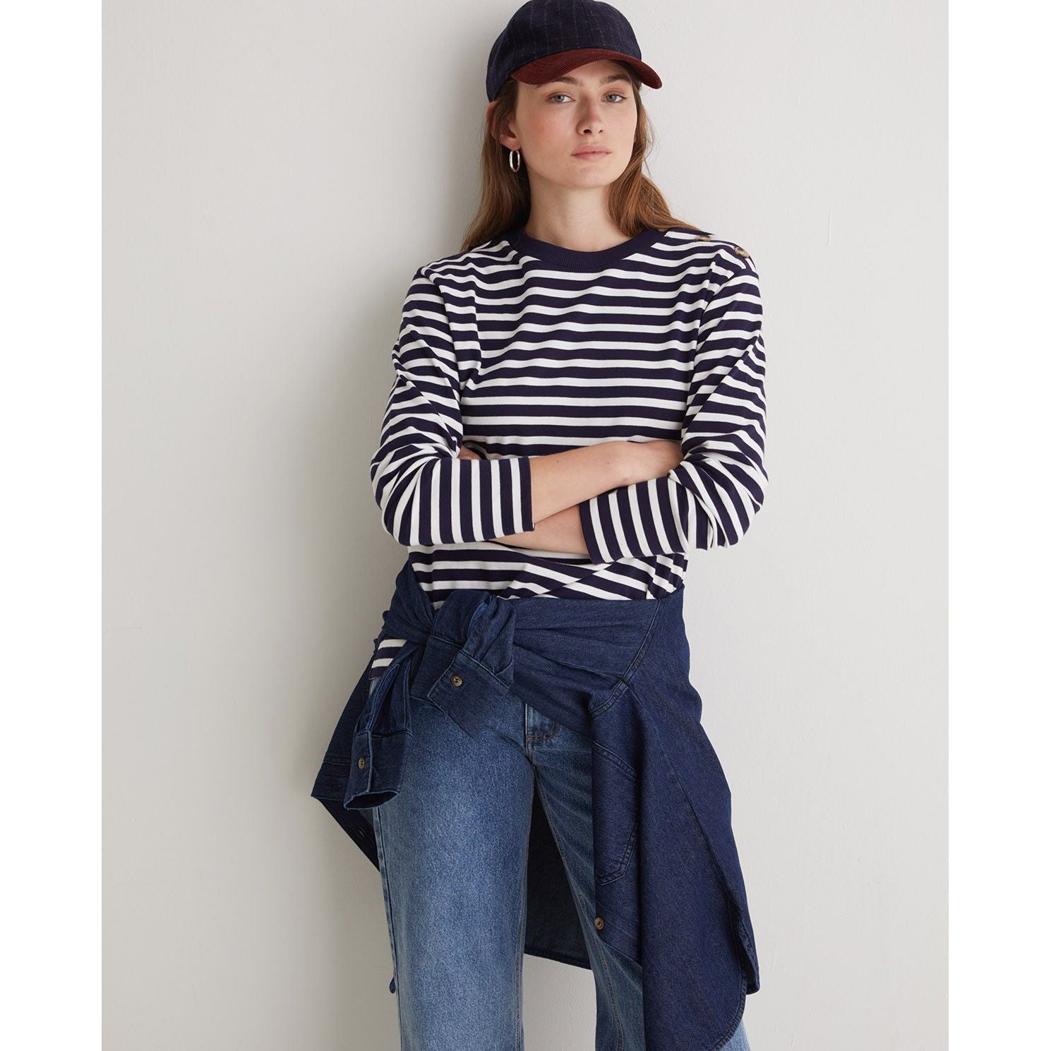 Navy-Blue Corduroy Flannel Cap