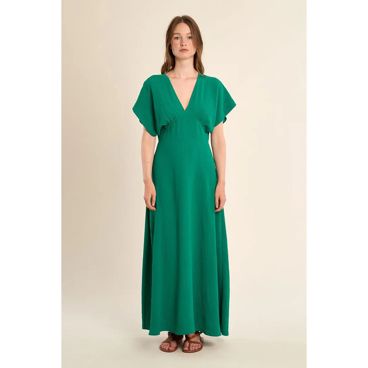 Emerald Drift Maxi Dress