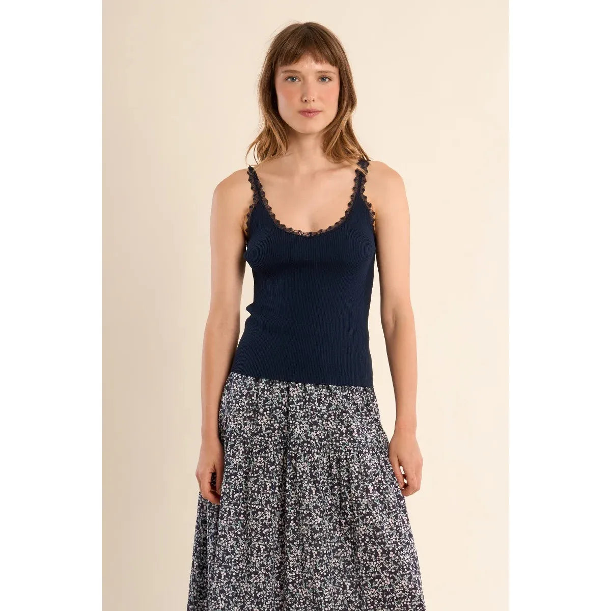 Midnight Lace Rib Tank