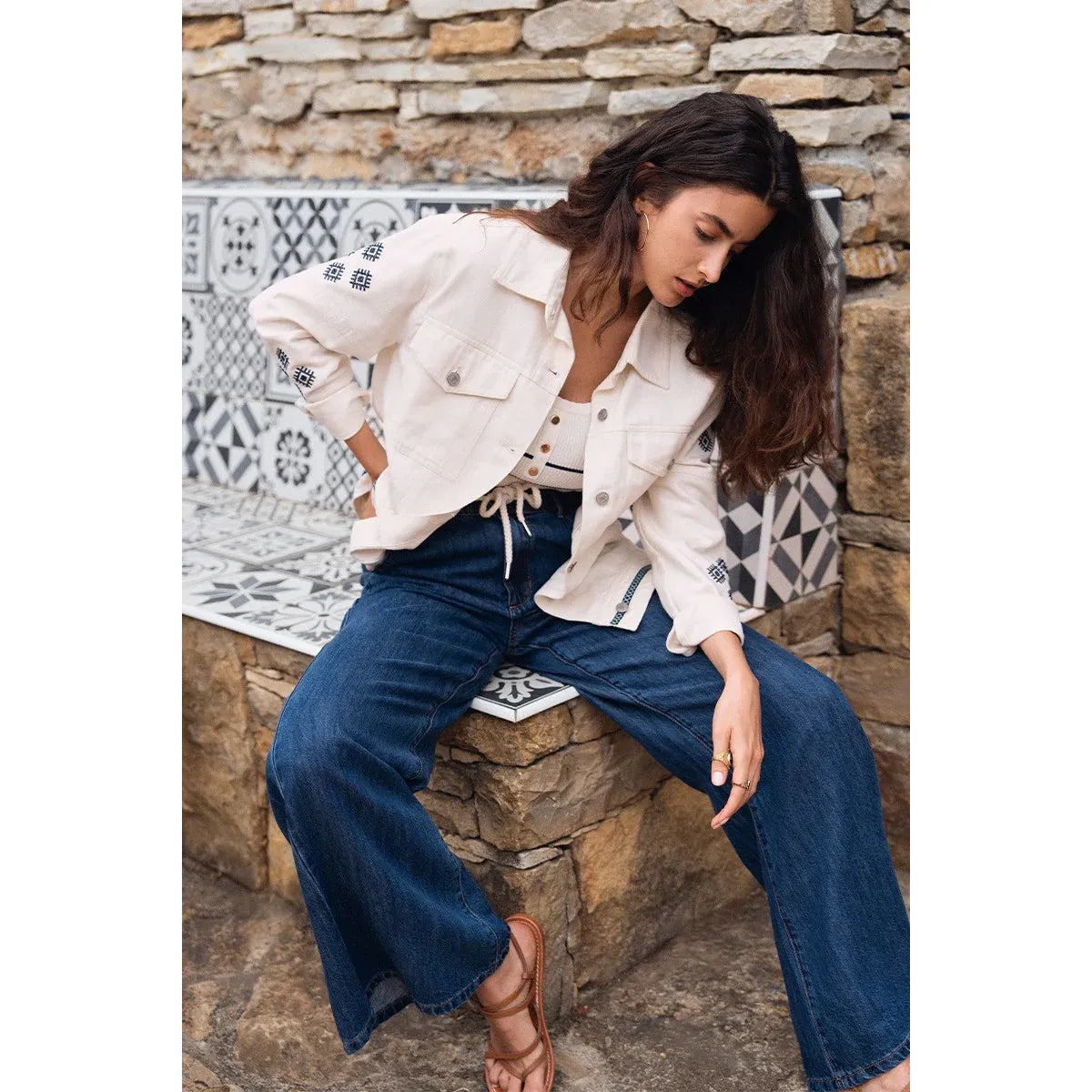 Drawstring Denim Pants