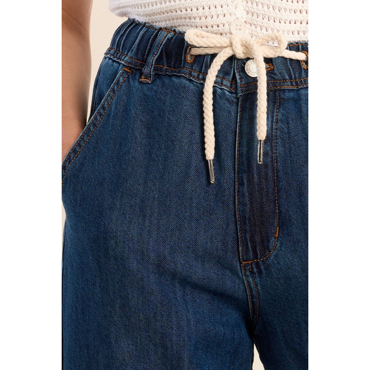 Drawstring Denim Pants