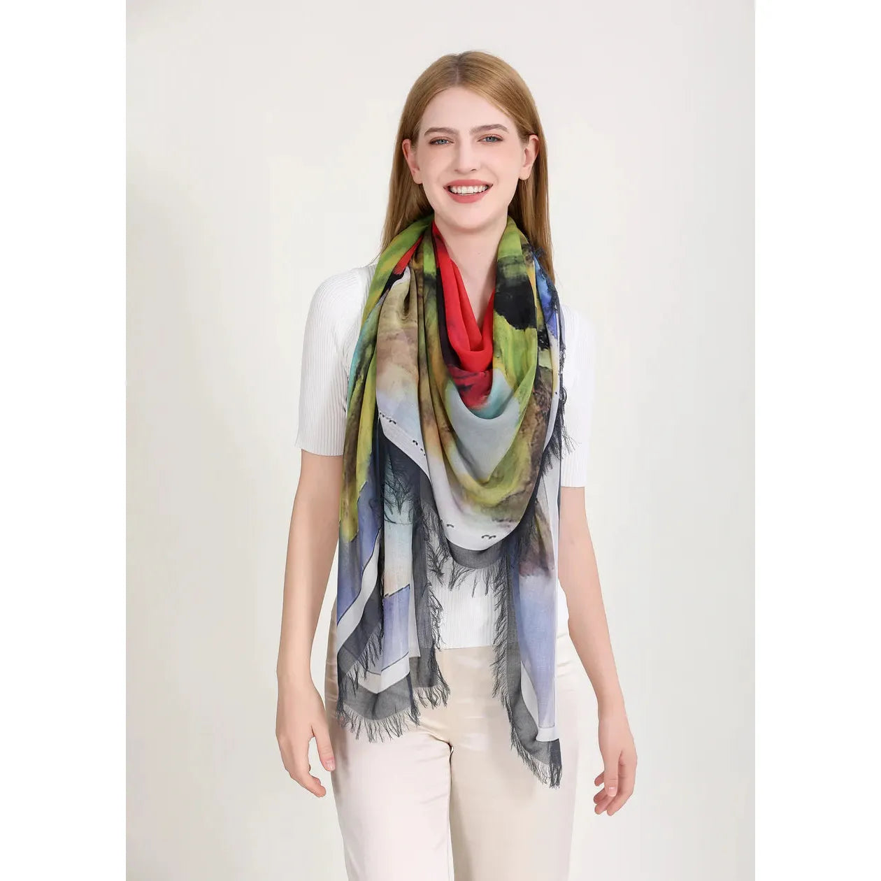 ENTHRALLED BY YOUR BEAUTY - RED ROSE - Luxury Hand Painted Silk Scarf