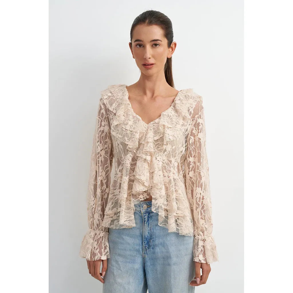 Vince Lace Ruffle Blouse