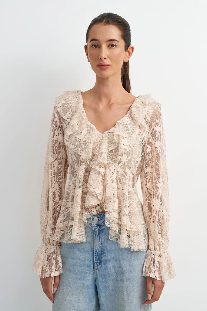 Vince Lace Ruffle Blouse