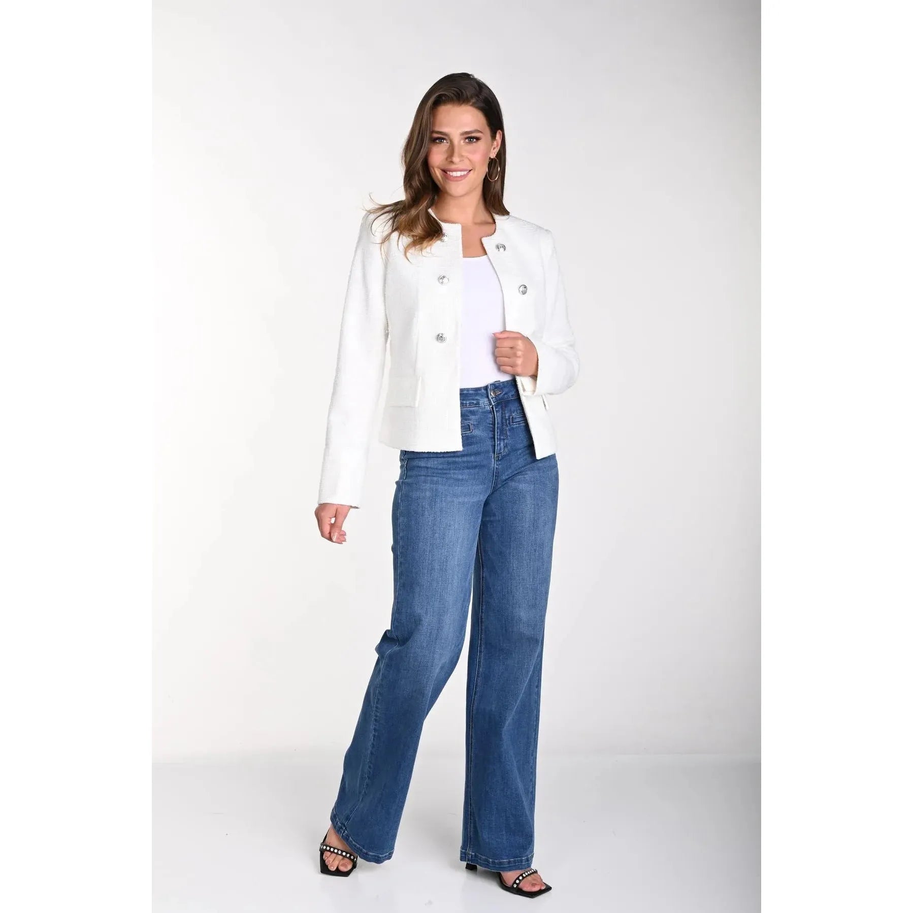Frank Lyman Bleached High-Rise Jeans (Style 241350U)