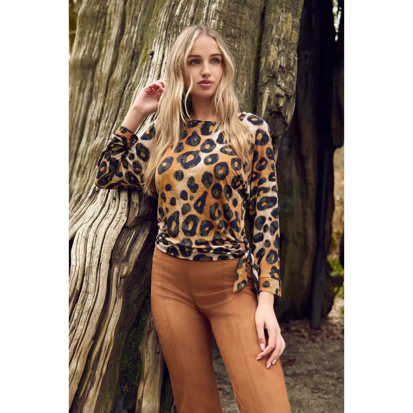 Cognac Fit & Flared Pants – Style 253193