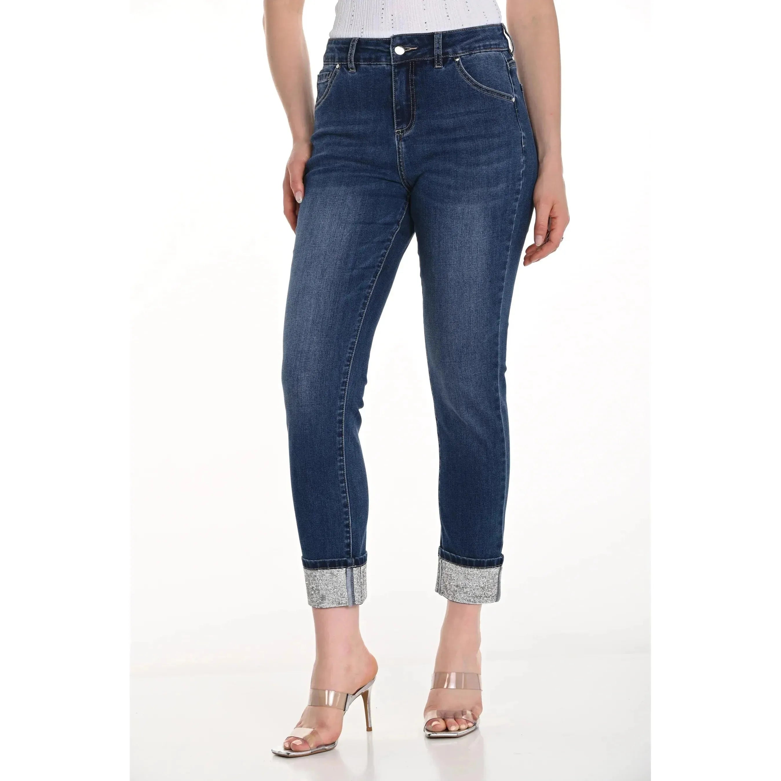 Frank Lyman Sequin Cuffed Jeans