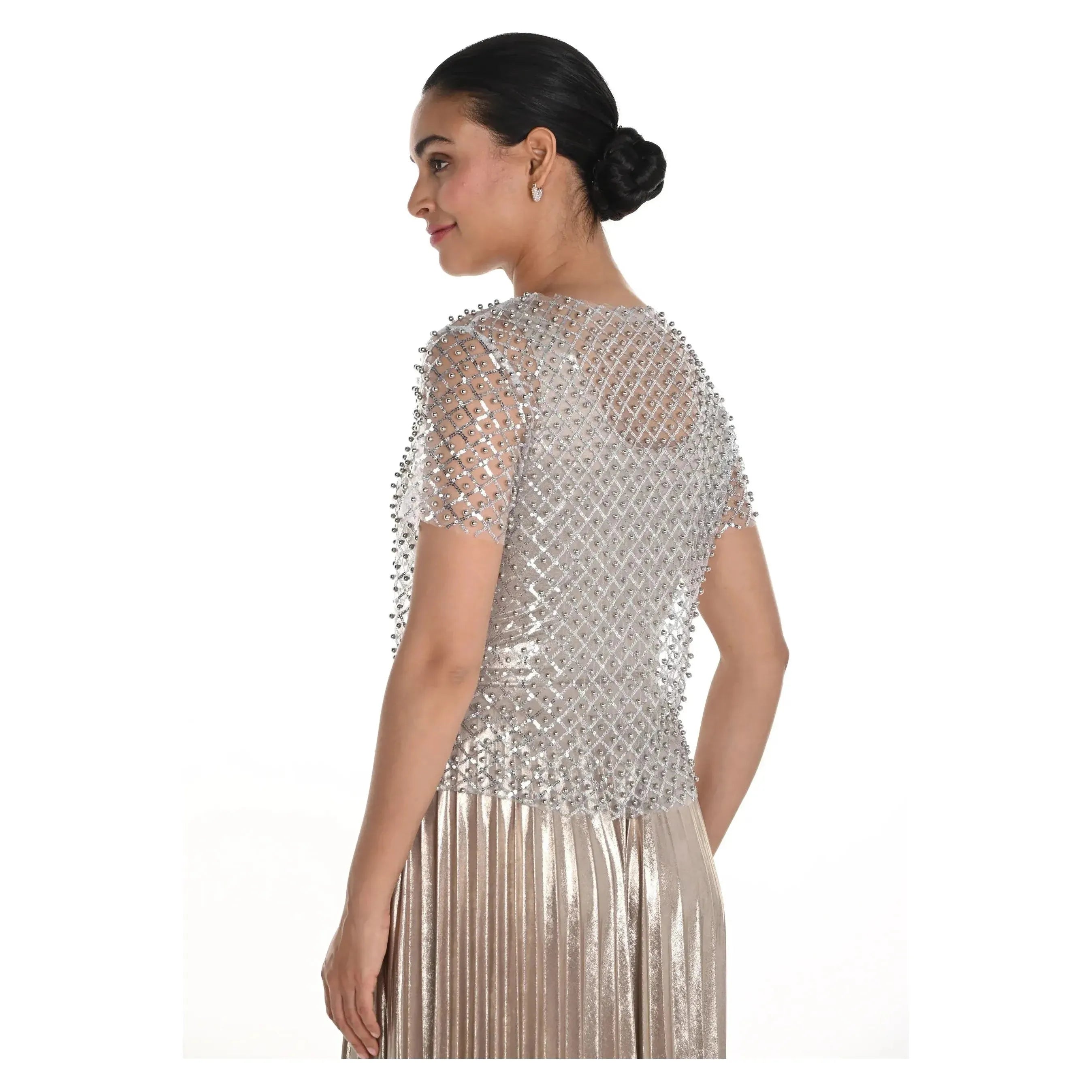 Frank Lyman Silver Beaded Top