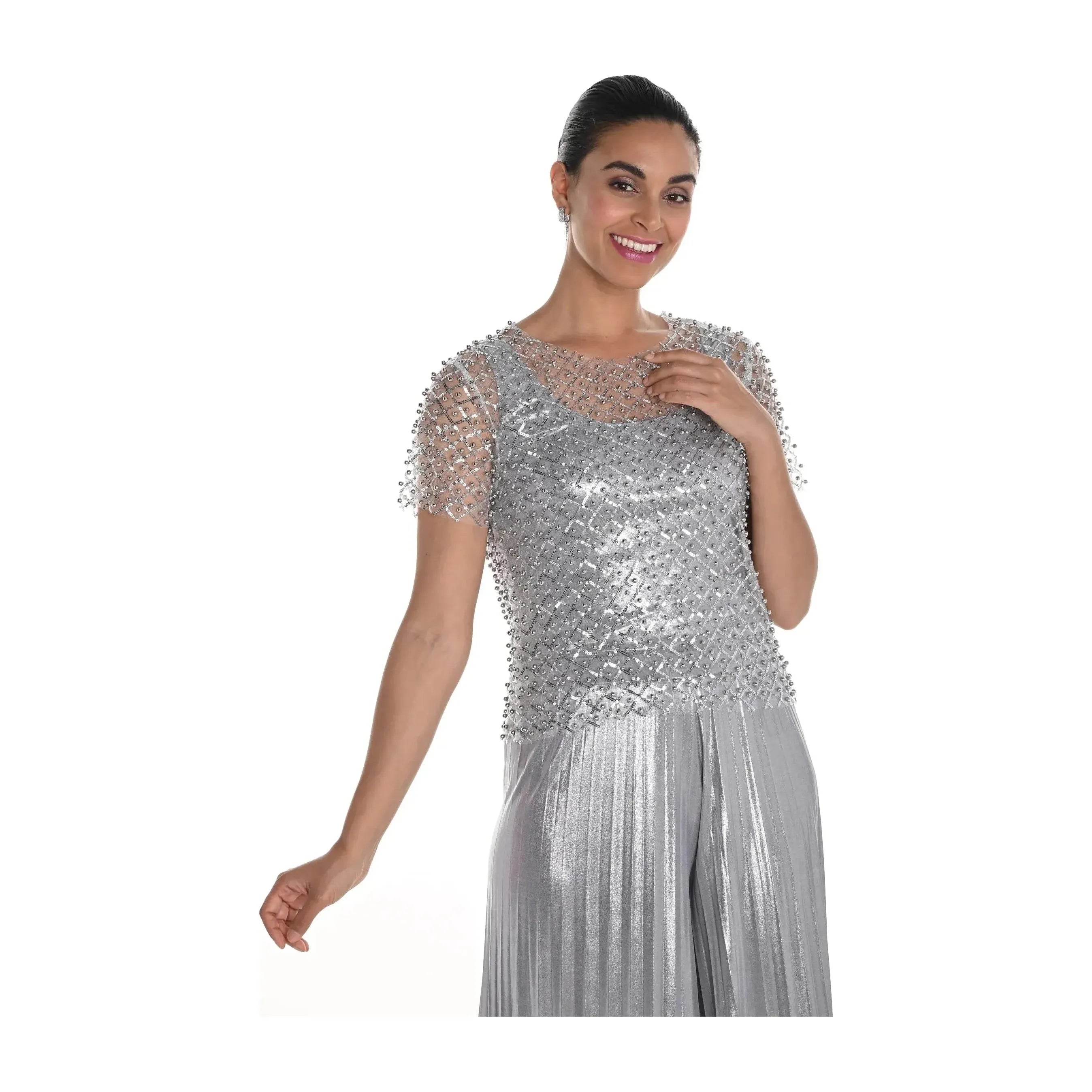 Frank Lyman Silver Beaded Top