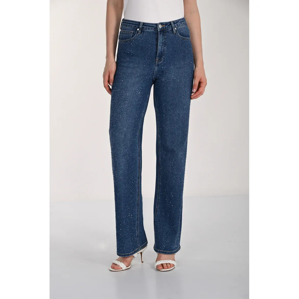 Mid-Rise Clear Rhinestone Jeans | Style 261610