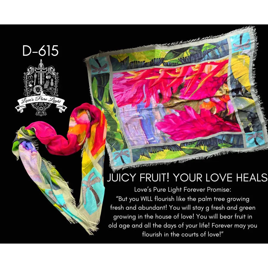 JUICY FRUIT: YOUR LOVE HEALS - Luxury Hand-Painted Silk Scarf