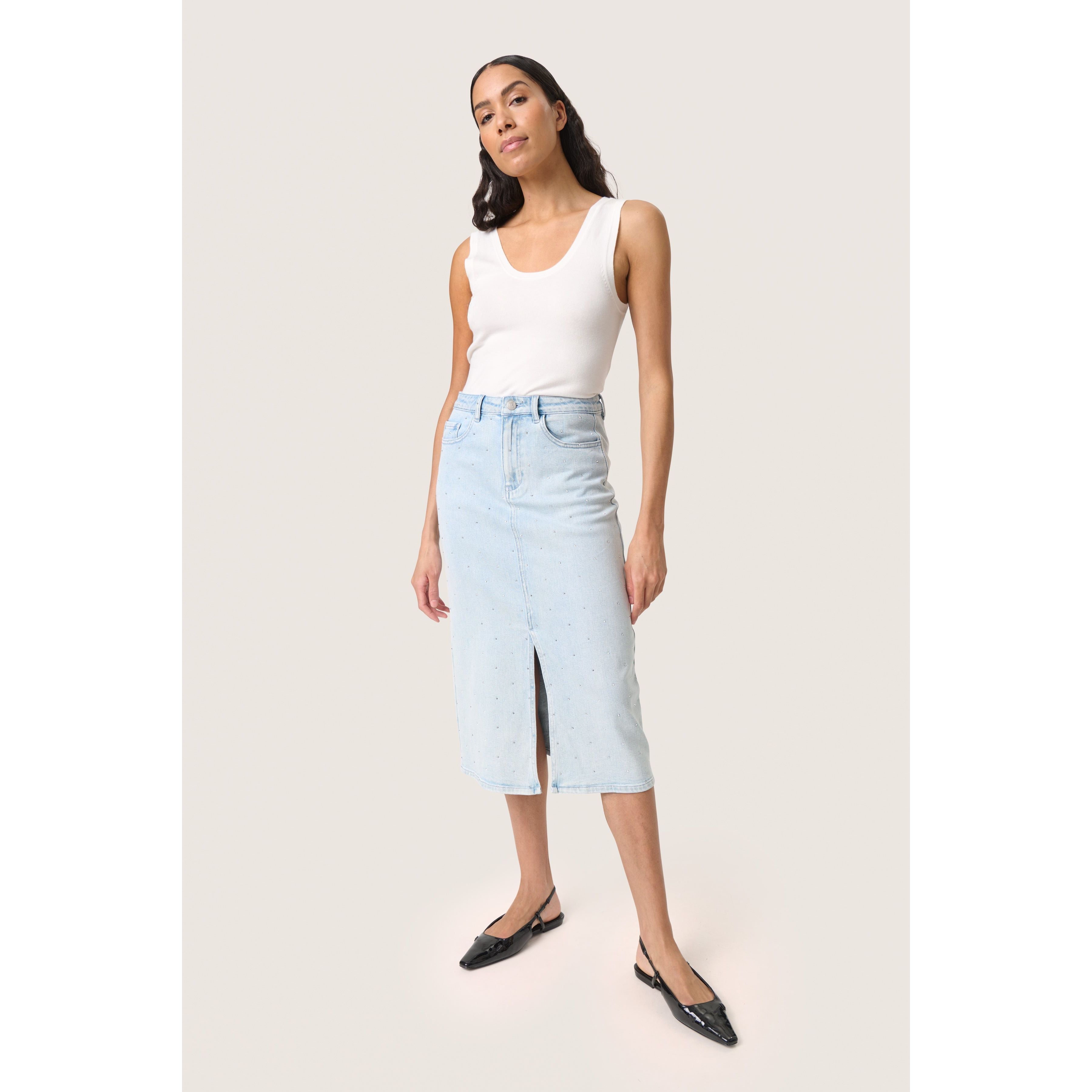 Romy Denim Rhinestone Skirt