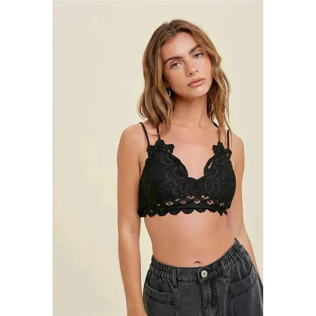 Double Strap Scalloped Lace Bralette