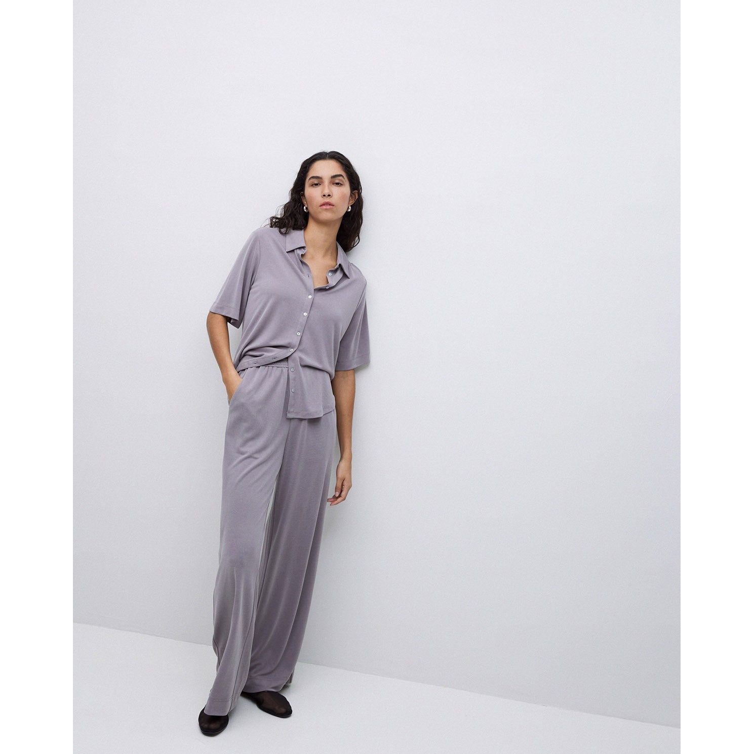 Flowy Knit Trousers in Stone