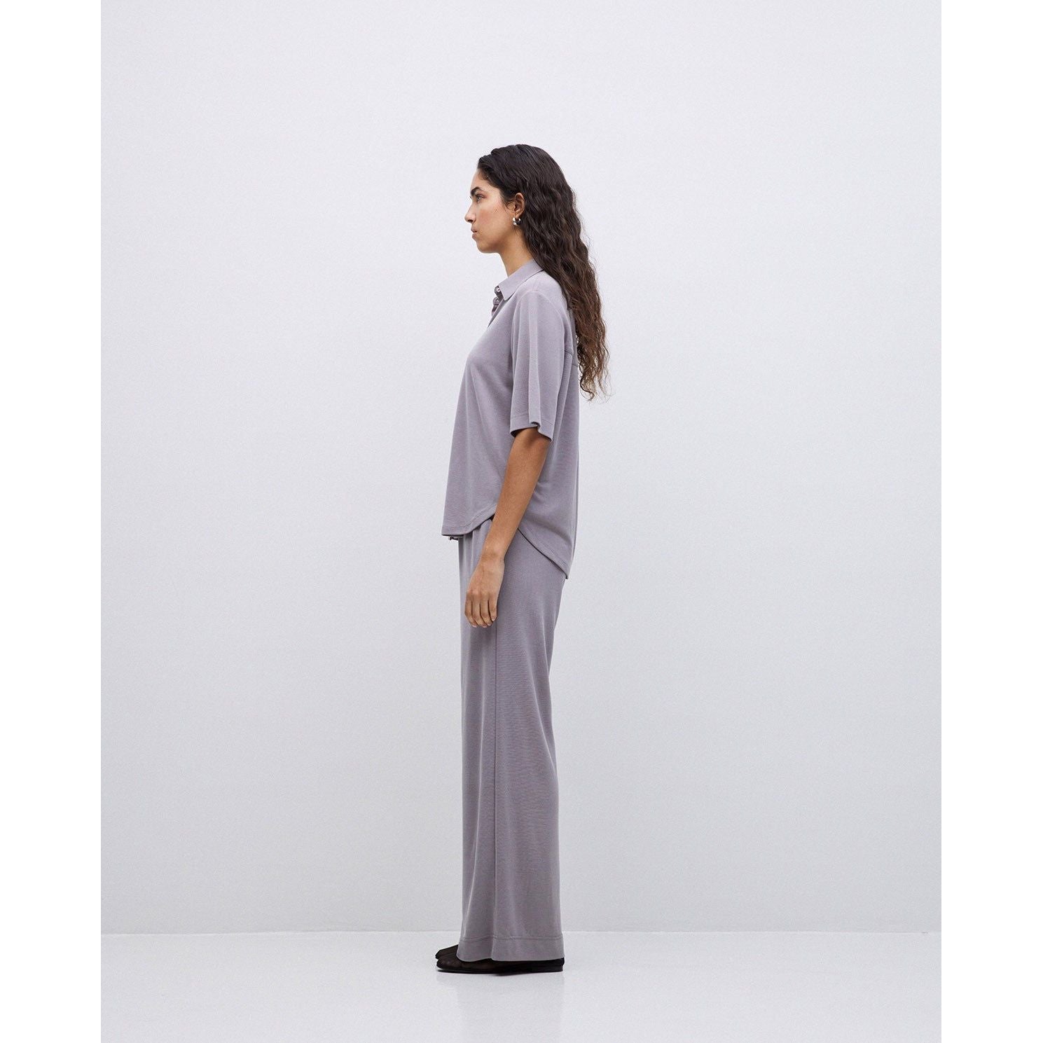 Flowy Knit Trousers in Stone