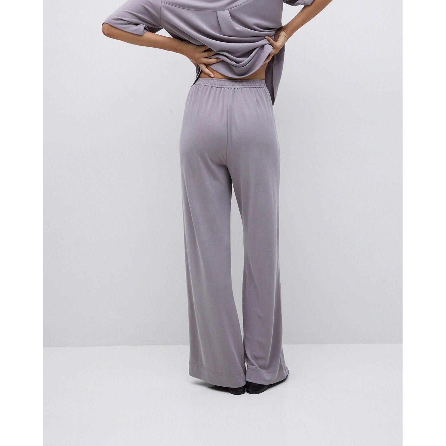 Flowy Knit Trousers in Stone