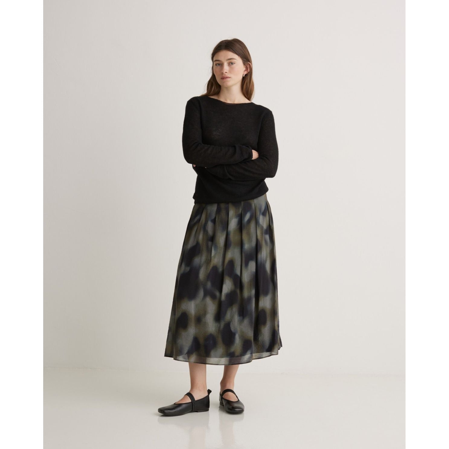 Multicoloured Flare Midi Skirt