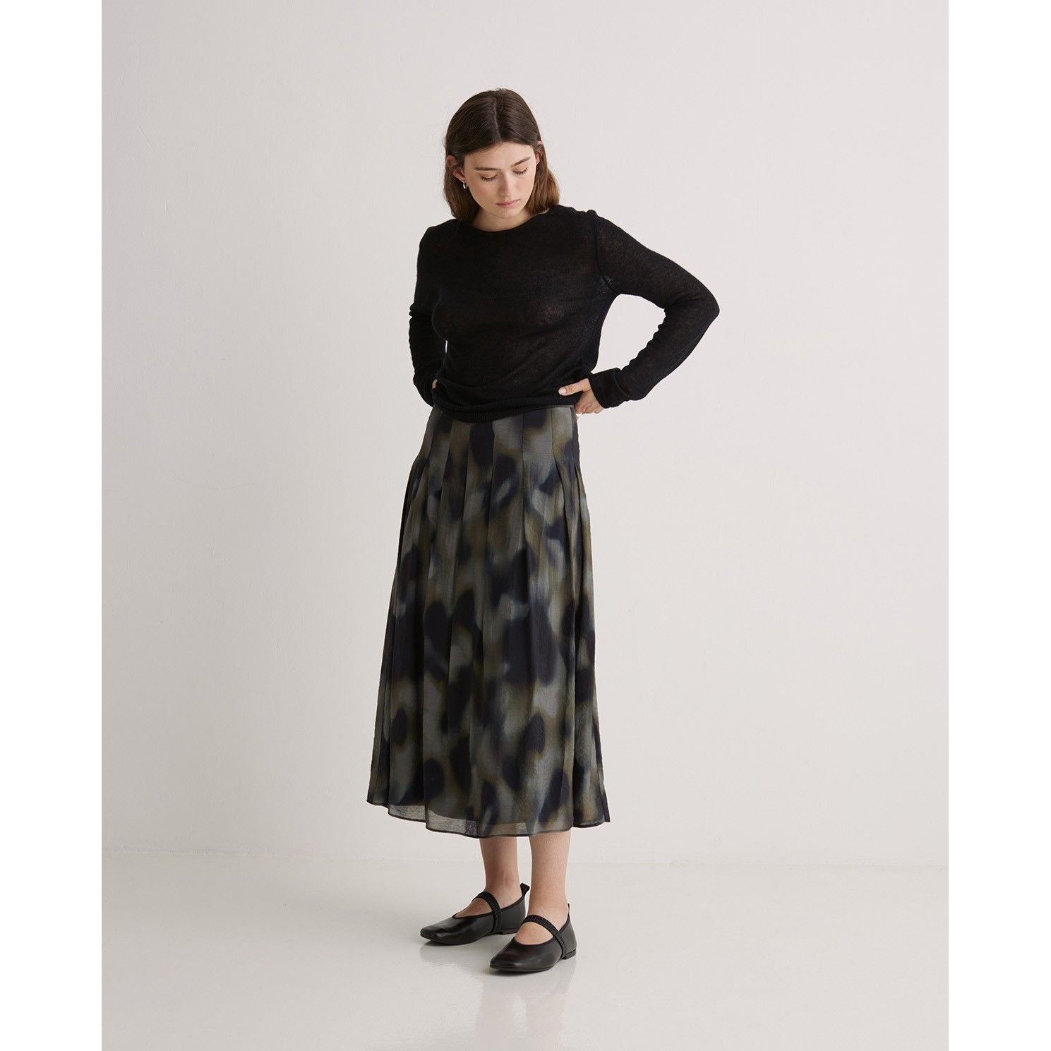 Multicoloured Flare Midi Skirt