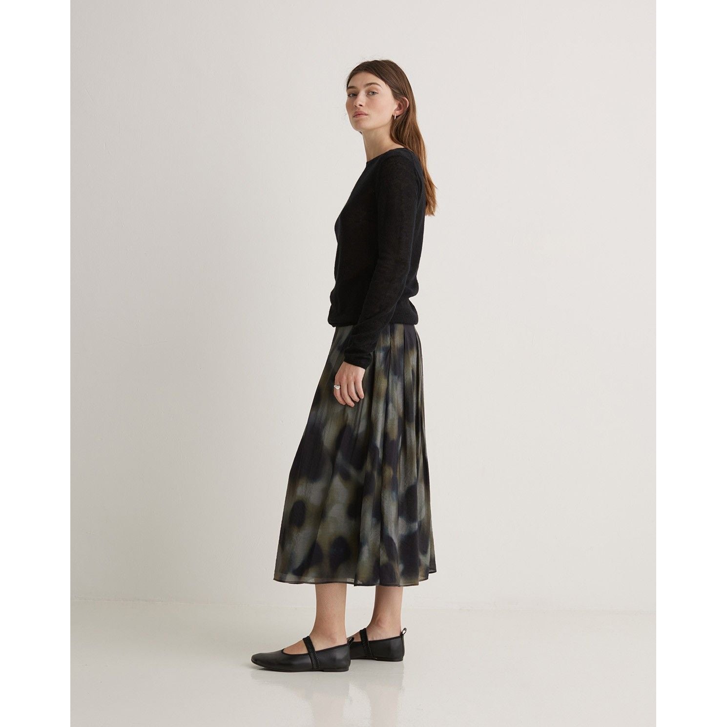 Multicoloured Flare Midi Skirt