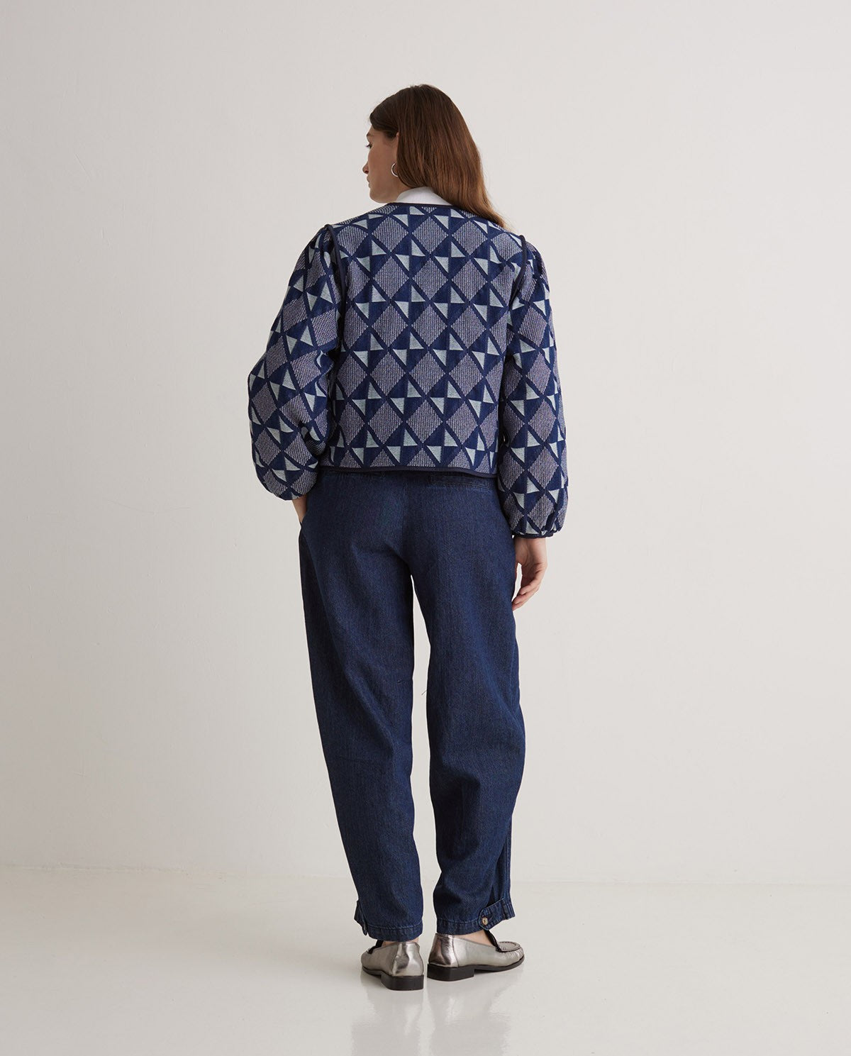 Indigo-Blue Cotton Jacquard Jacket