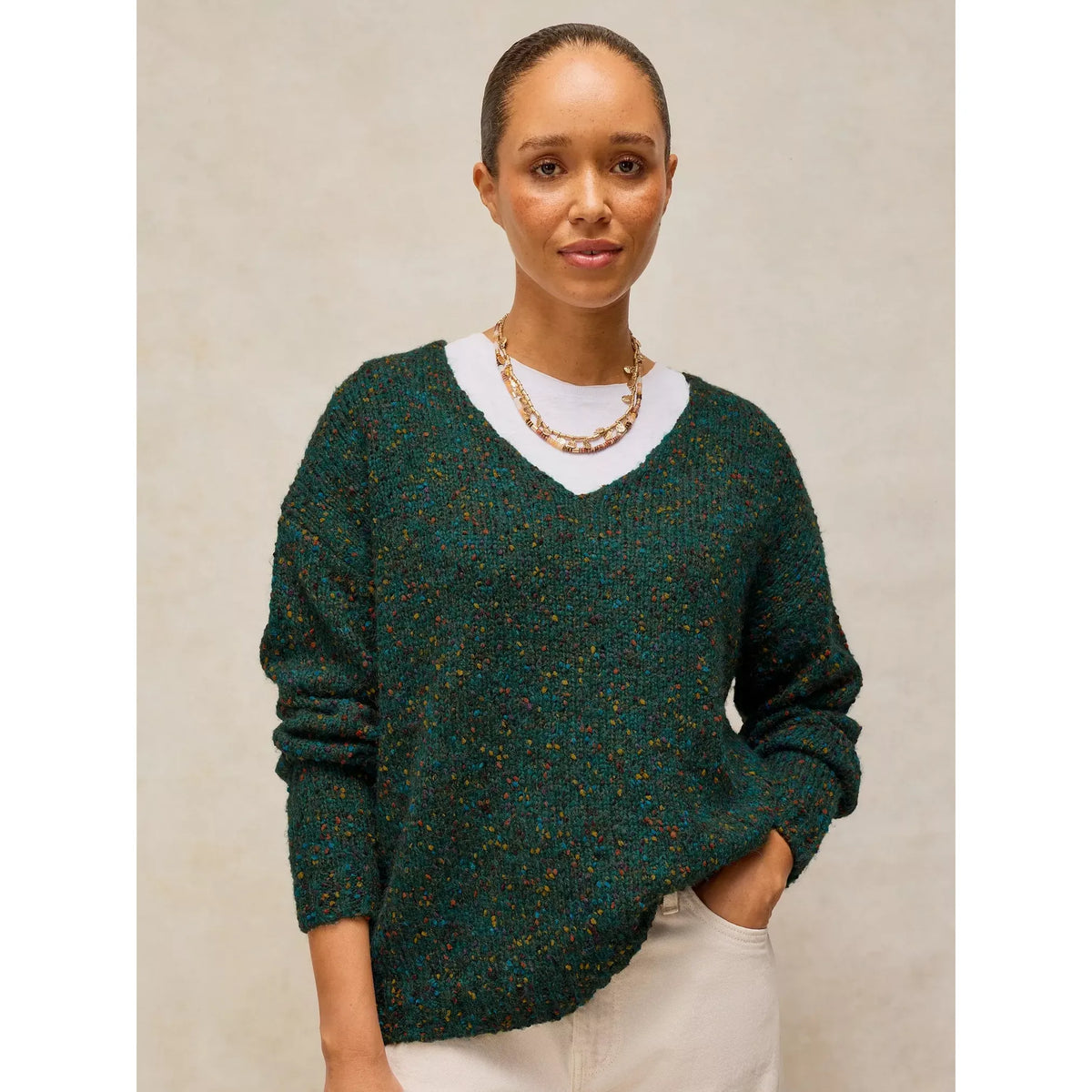 HERITAGE TEXTURE V NECK JUMPER