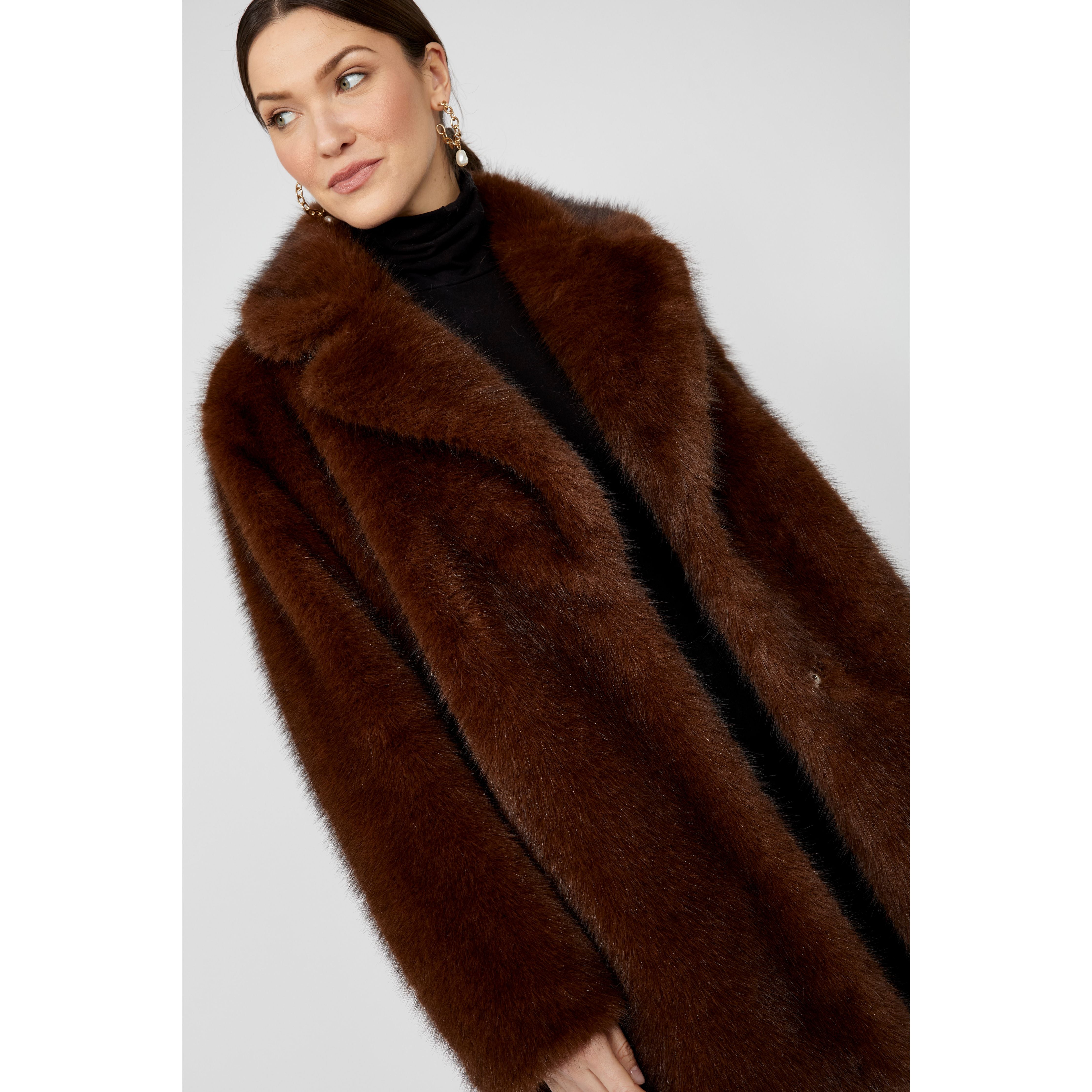 Cognac Luxe Faux Fur Jacket – Style 253836