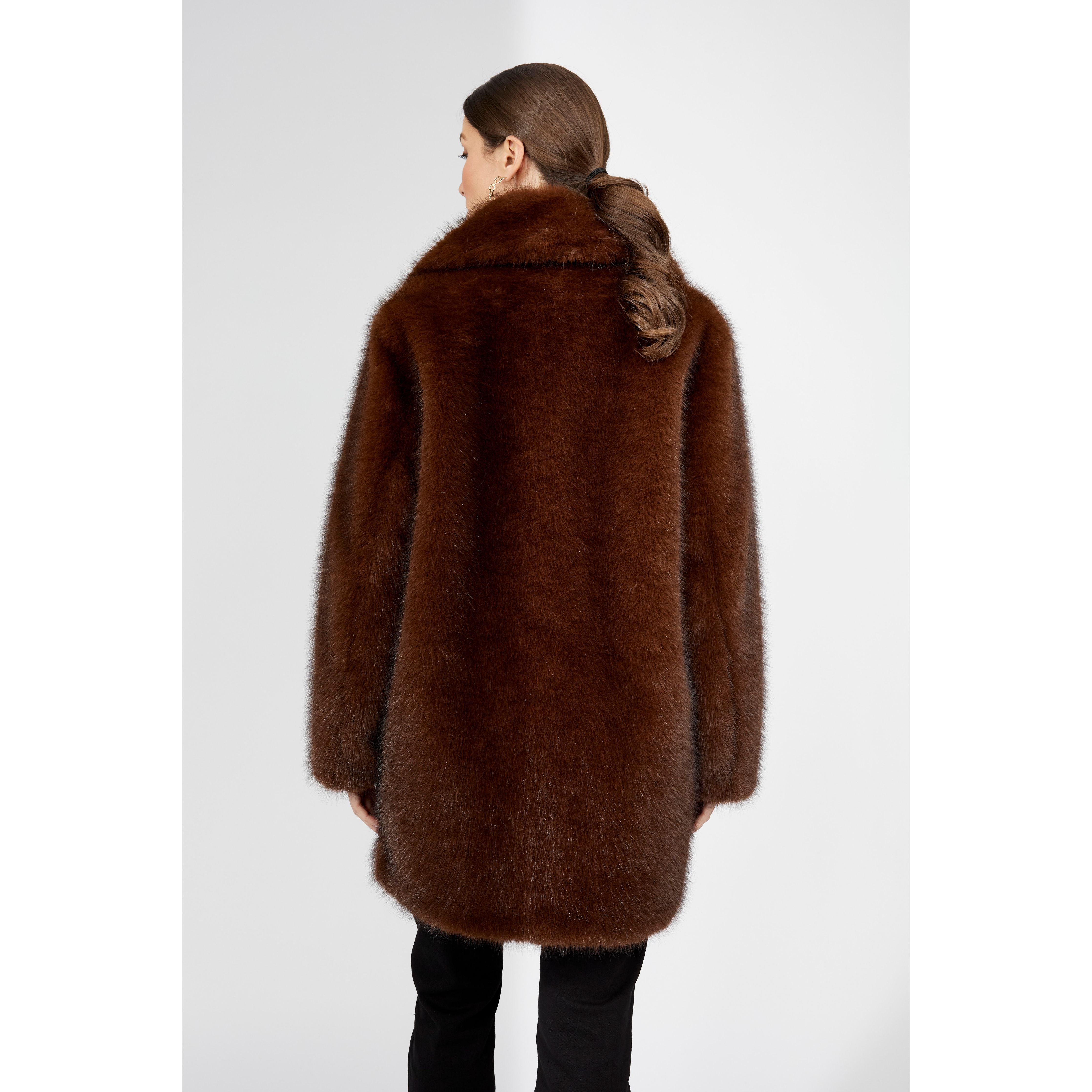 Cognac Luxe Faux Fur Jacket – Style 253836