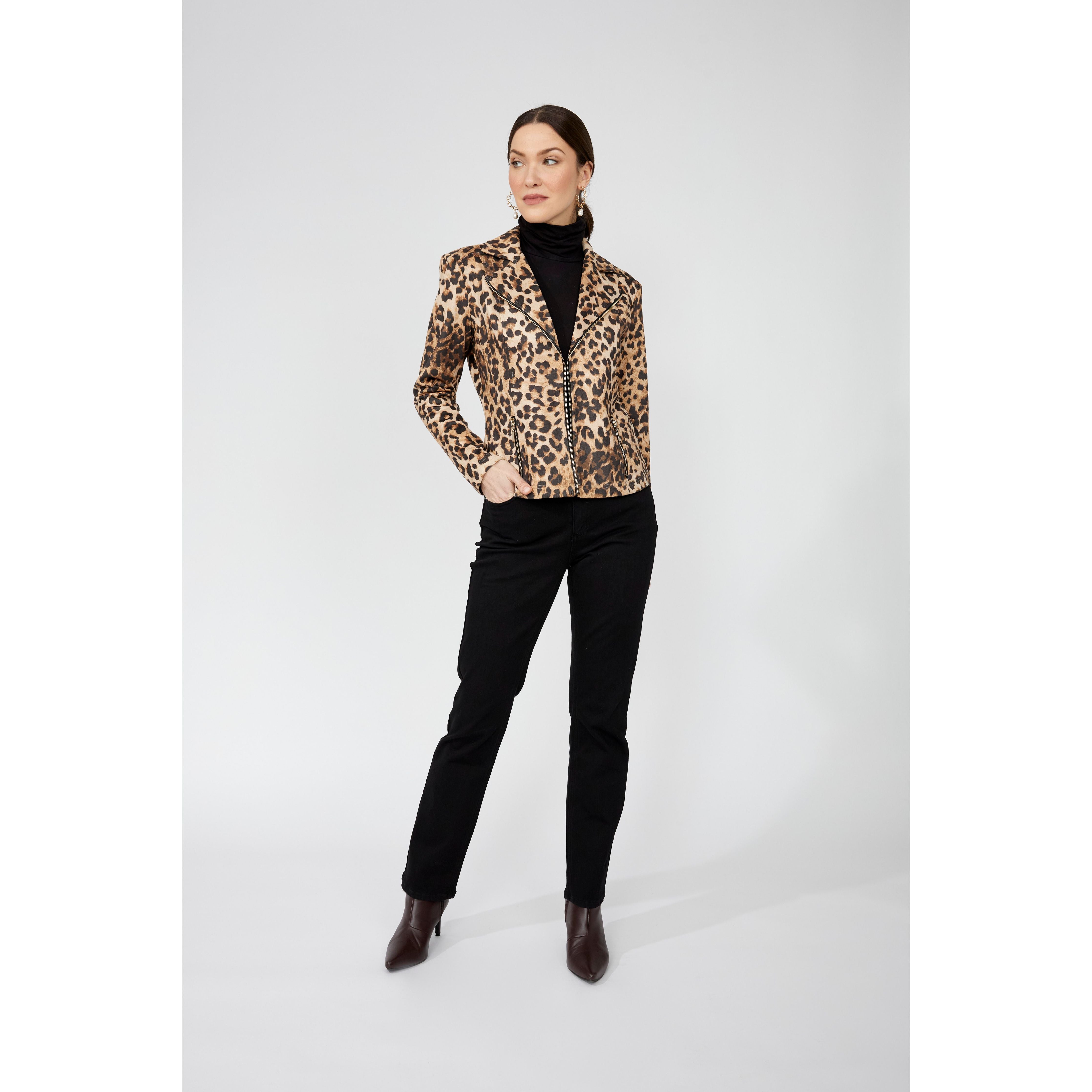 Frank Lyman Animal Print Zipper Jacket
