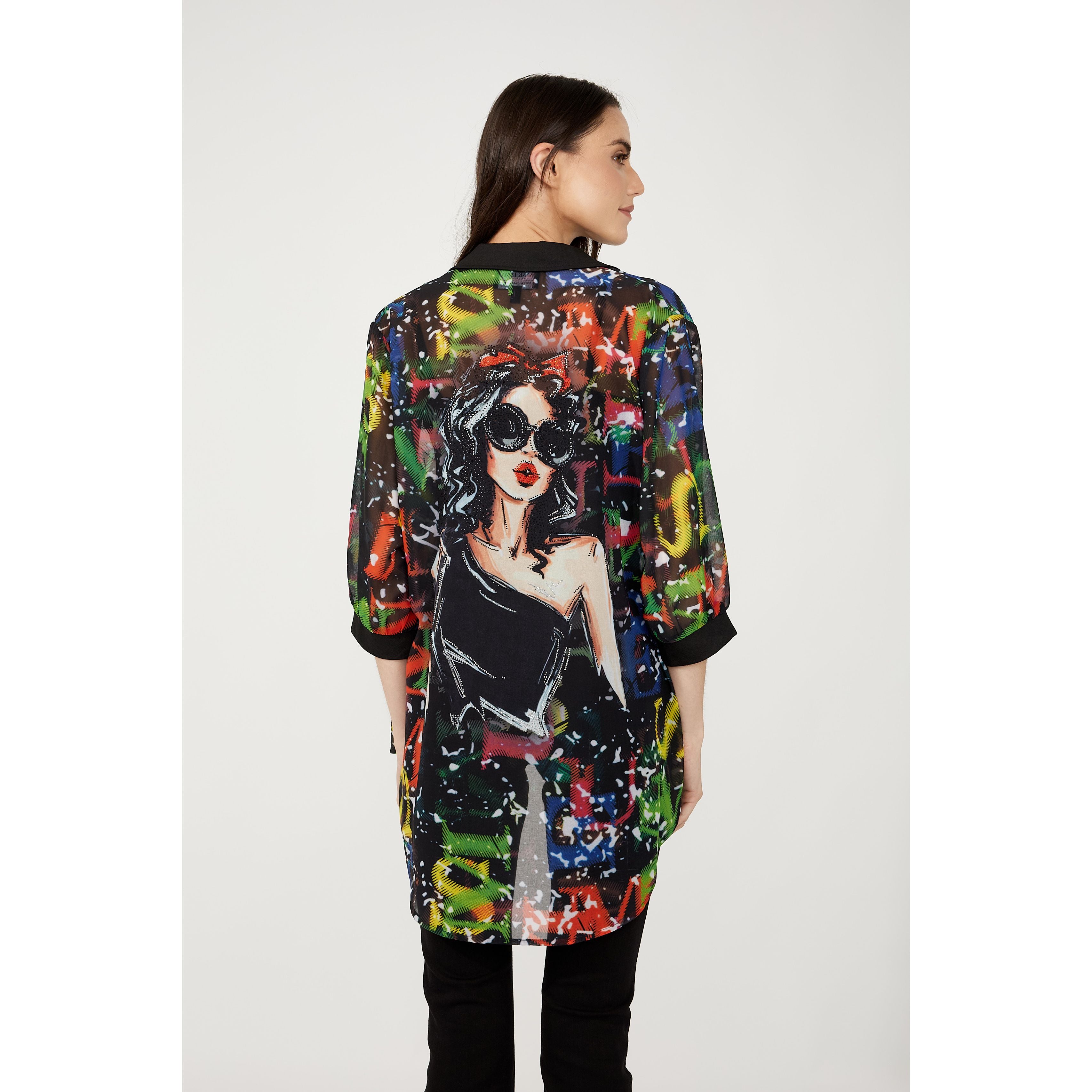 Frank Lyman Sheer Abstract Top — Style 254932