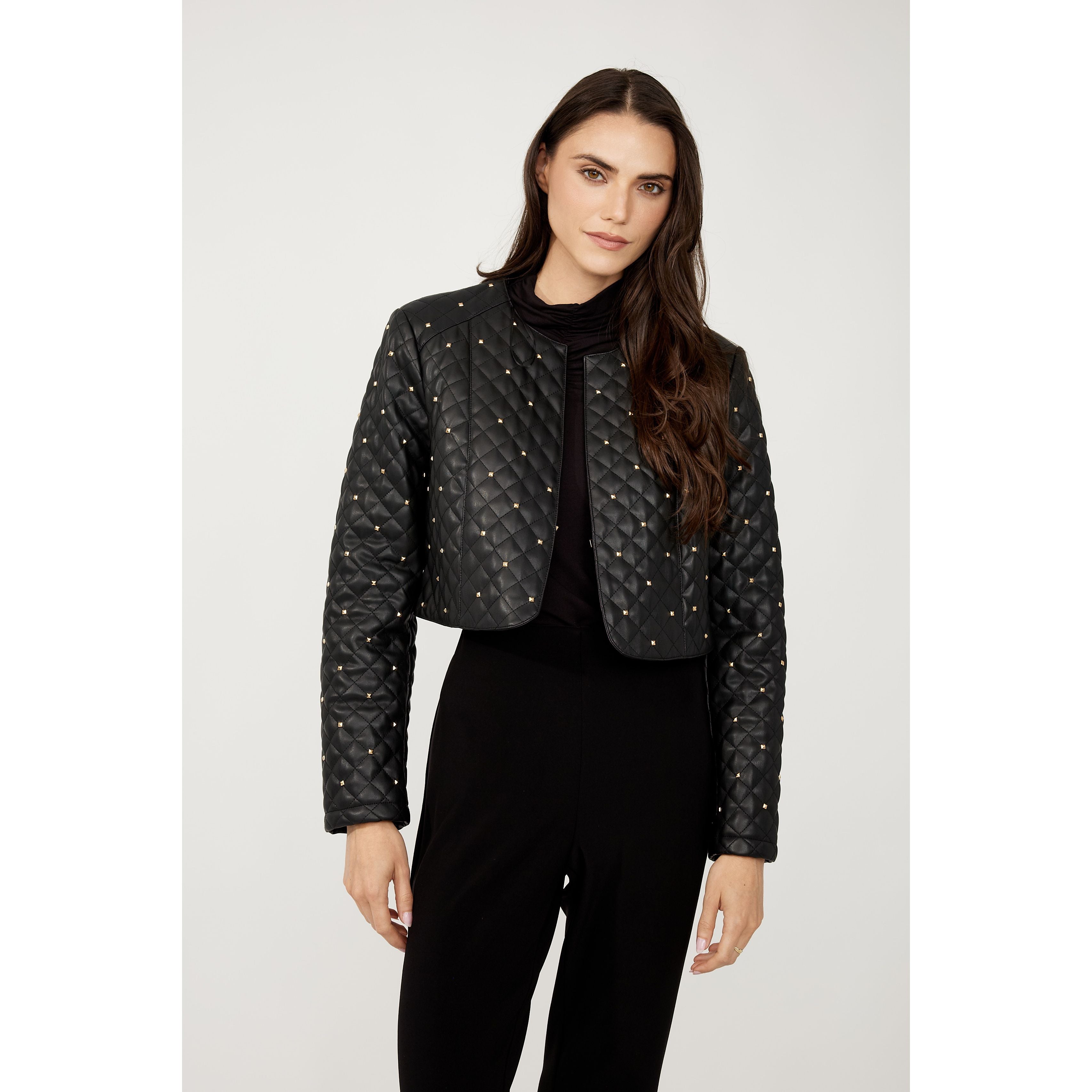 Noir Luxe Studded Leather Jacket: