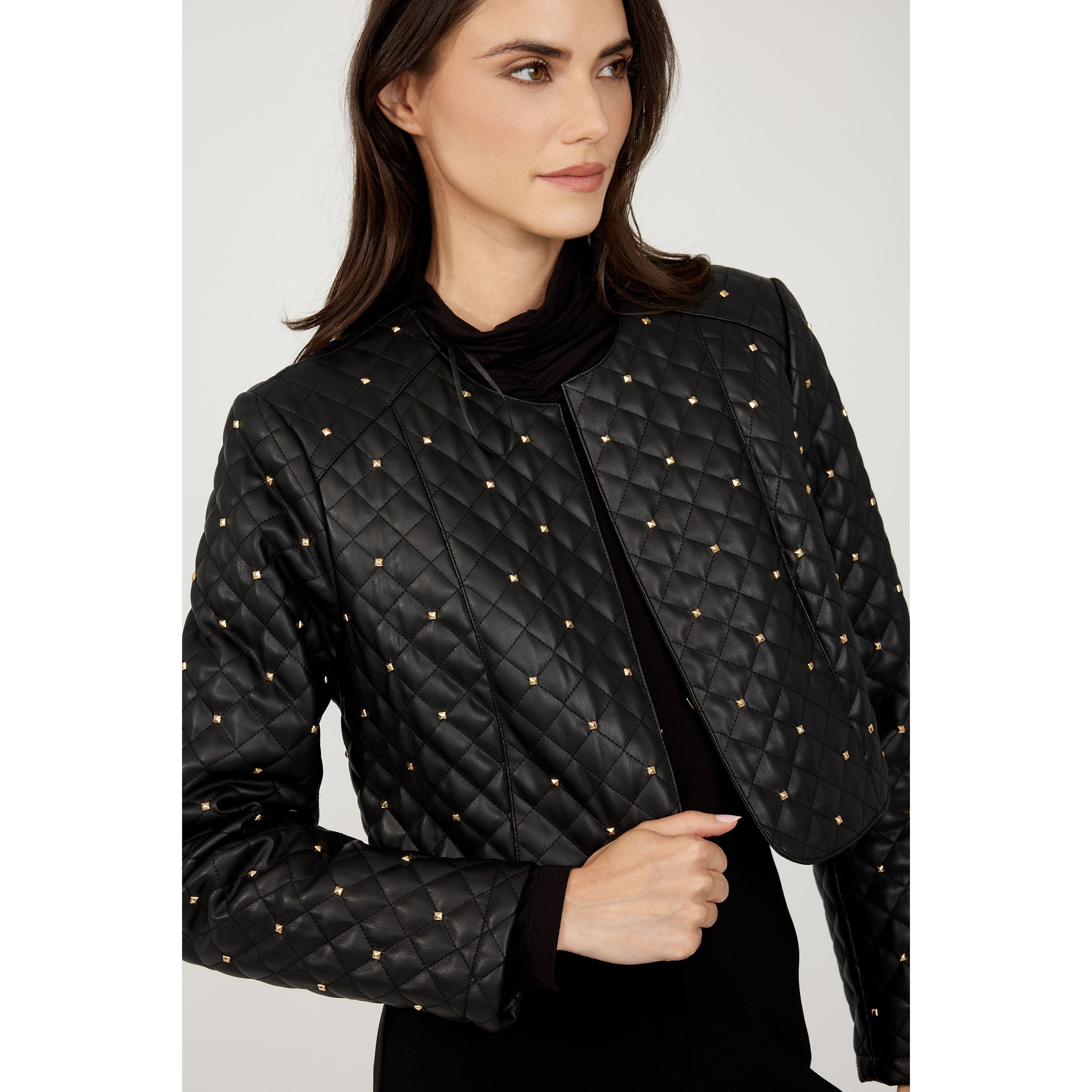 Noir Luxe Studded Leather Jacket: