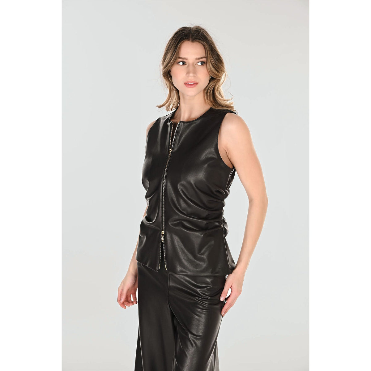 Sleeveless Faux Leather Vest
