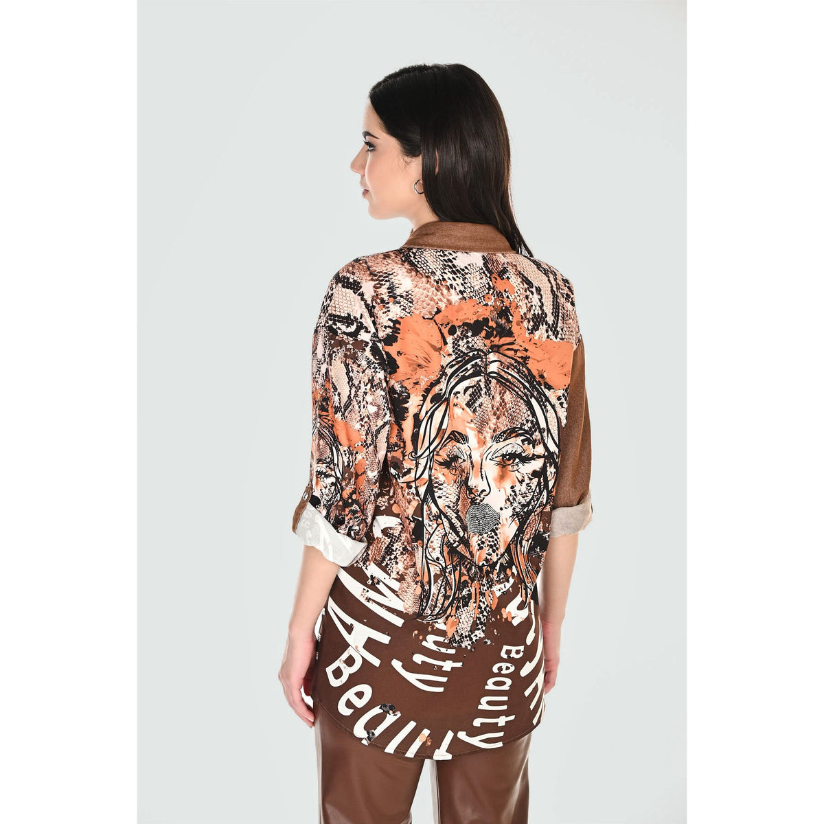 Animal Print Button Blouse - Style 263759