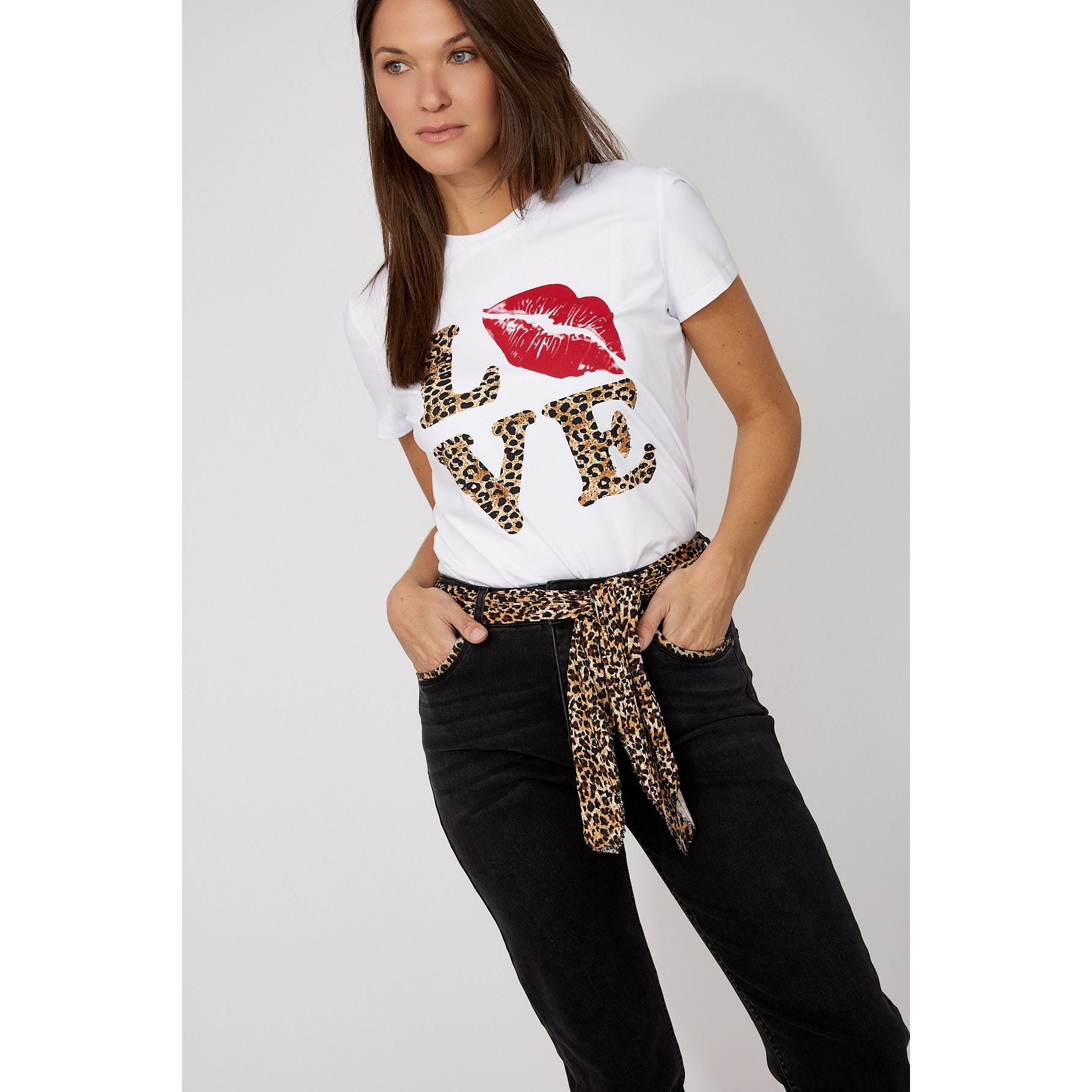 Love Leopard Print T-Shirt - style 266530